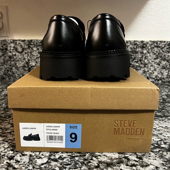 Steve Madden, Chunky Heel Chain Detail Loafers, Black, 9 - Picture 4 of 5